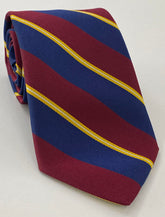 2nd City Of London Stripe Silk Tie RGT-6  White, Yellow, Dark Red & Navy Blue